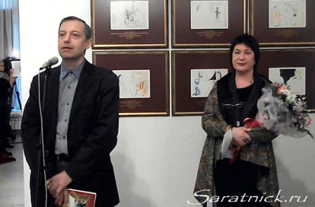 В.В.Гитин и Е.В. Слухаева на открытии выставки "Рапсодия страсти"